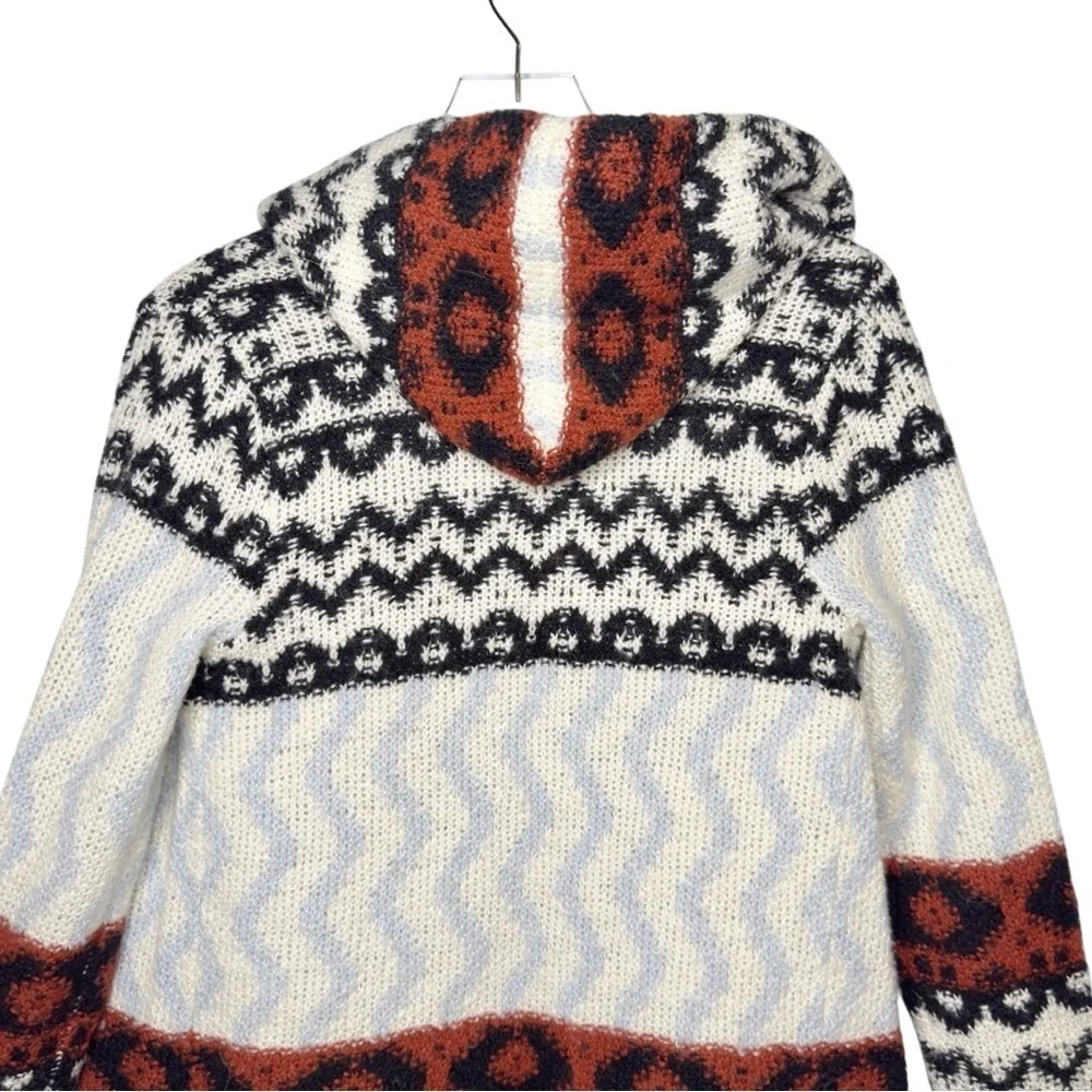 Abercrombie Alpaca Blend Southwest Hooded Cardigan Cozy Cabin Sweater Sz Small